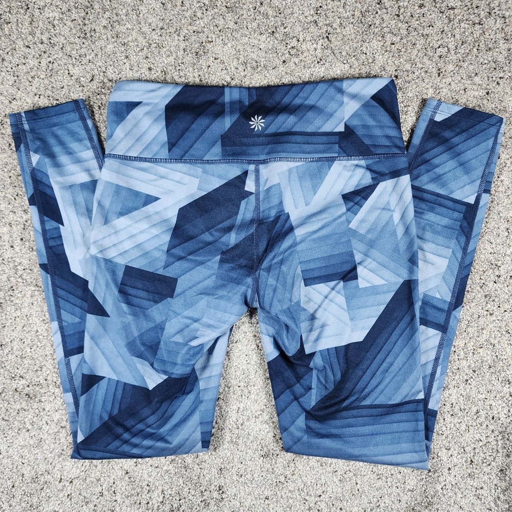 Athleta Leggings Womens Small Blue Geometric Prism Activewear Excellent